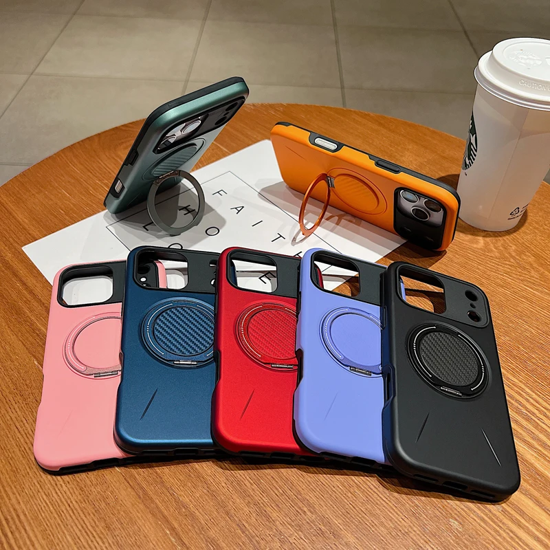 Military Grade Armor Drop-proof Case with Metal Ring Stand - Hard PC+TPU Cover