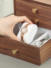  Jewelry Storage Household Large Capacity Multifunctional Earrings Earrings Earrings Necklaces Solid Wood Hand Jewelry Box 