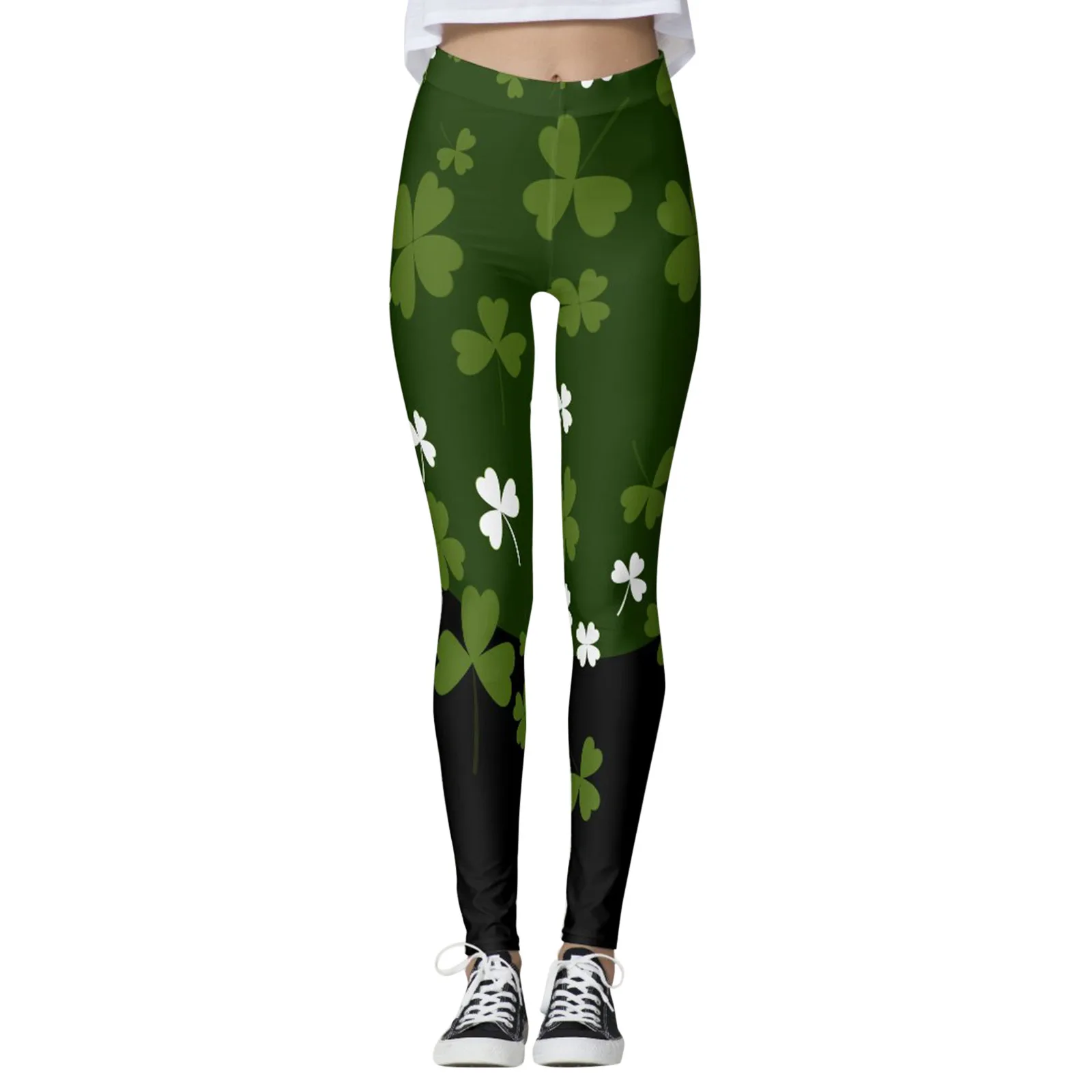 

Women'S Lucky Green Printed Leggings Saint St. Patrick Yoga Dance Sports Gym Workout Pants Pantalones High Waist Tight Trousers