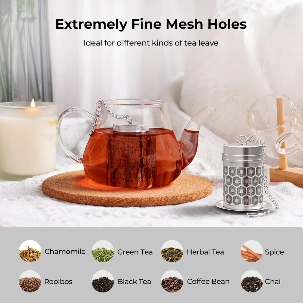 Tea Strainers for Loose Tea, Extra Fine Mesh Tea Infuser, 304 Stainless Steel, Loose Leaf Steeper for Black