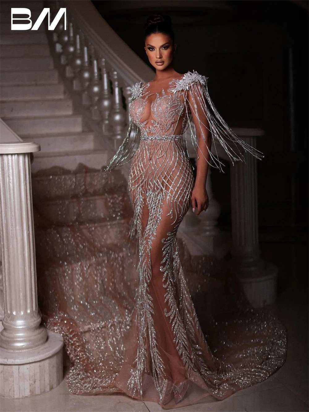 Luxurious Beading Prom Party Dress Sexy Mermaid Evening Dress 22nd Birthday Outfit