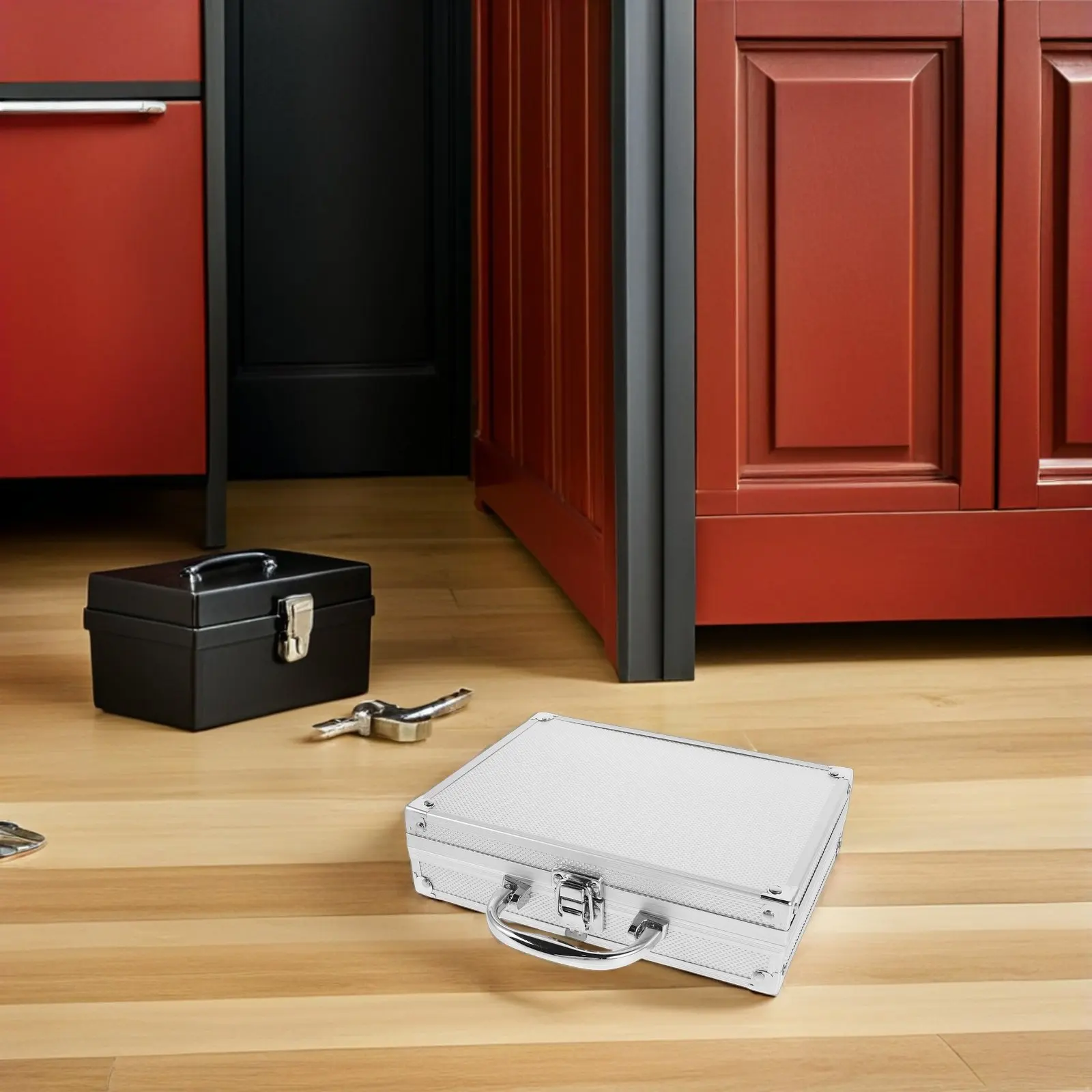 알루미늄 합금 도구 상자 기계공을 위한 인체공학적 손잡이가 있는 대용량 충격 방지 도구 보관 케이스 전기 도구