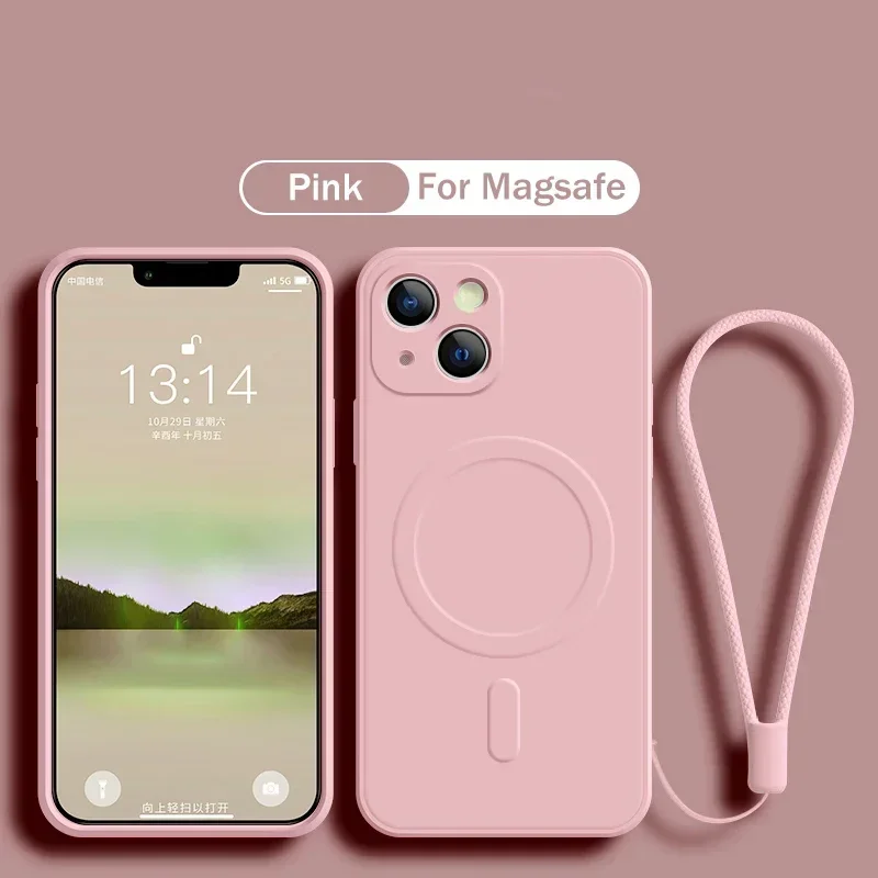 thumbnail image 1 of Liquid Silicone Case For iPhone 15 11 13 12 14 Pro Max Mini XR Xs Plus SE Phone Magnetic Wireless Charging For Magsafe Cover, 1 of 5