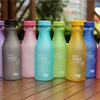 500ML Portable Candy Color Scrub Plastic Water Bottle Letter Print Leakproof Outdoor Sports Readily Cup 3