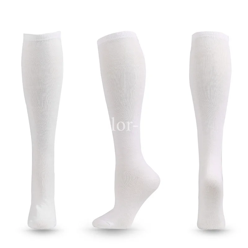 Compression Socks Knee High Long Socks Solid Color JK Woman Black White Lolita Fashion Kawaii Cosplay Sexy Stockings compression socks