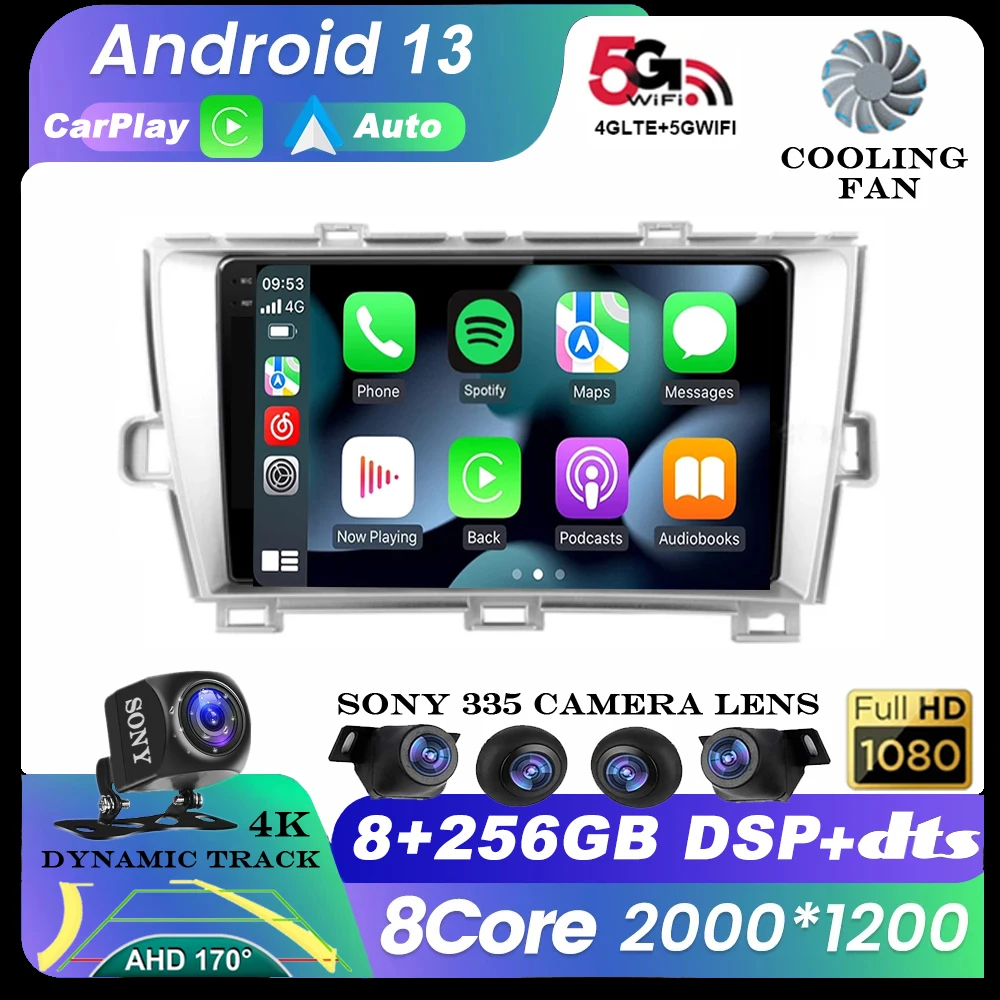 

Android 13 Авто Carplay для Toyota Prius 3 XW30 2009 - 2015 LHD RHD Автомагнитола мультимедийный видеоплеер навигация GPS стерео QLED