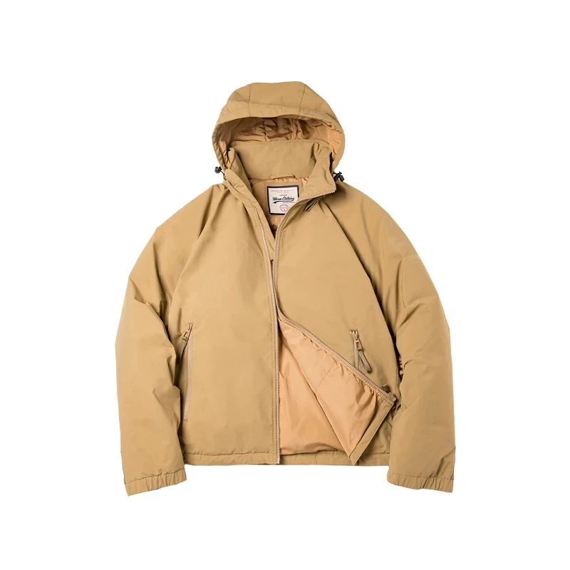 Maden Hooded Down Jacket For Men Winter Thickened Matte Glossy Fabric Parka Outdoor Warm Coat Versatile Outerwear Black Jacket