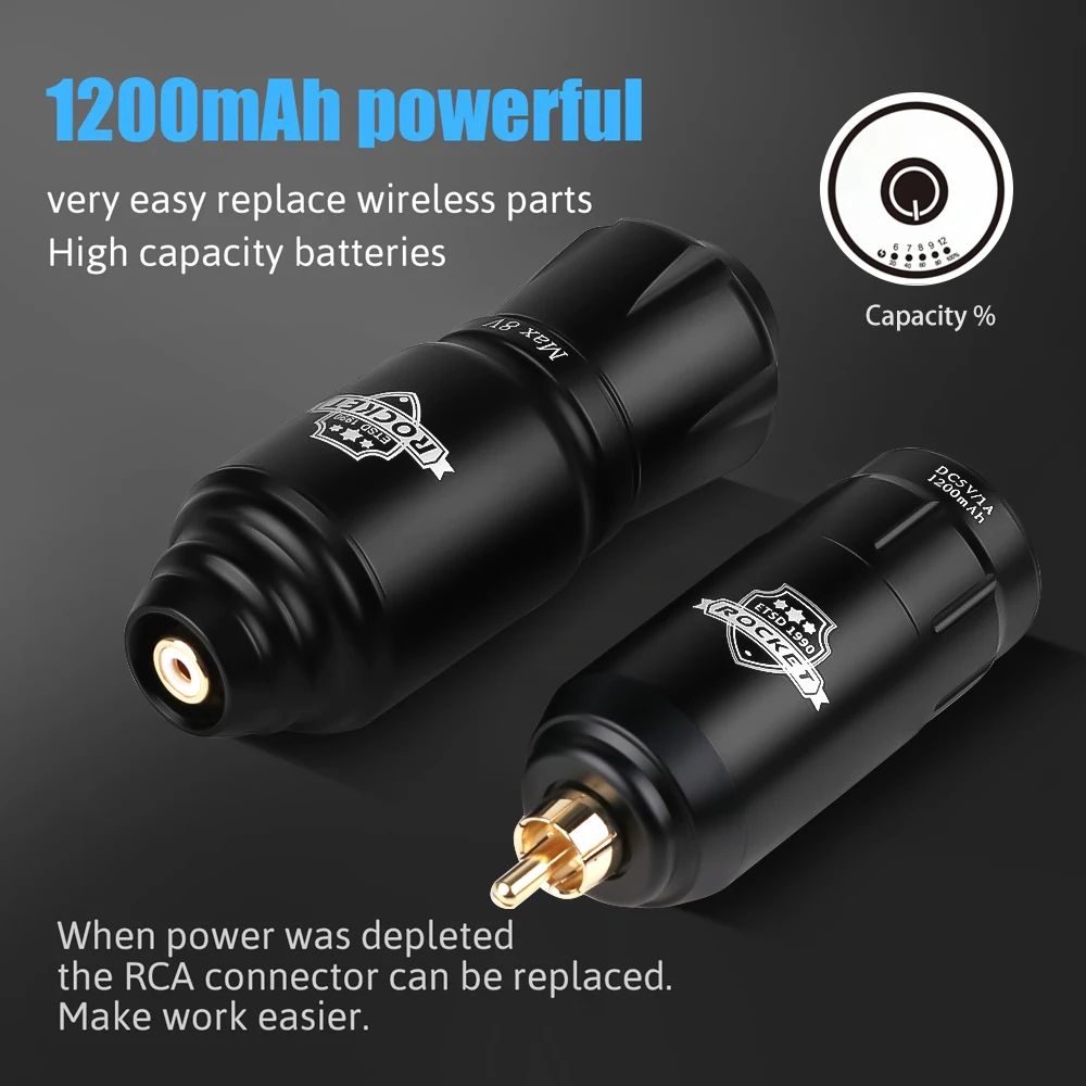 Wireless Tattoo Kit Complete Mini Rocket Machine Battery 20pc Tattoo Needles Power Rotary Tattoo Pen Permanent Makeup Tattoo Kit 4