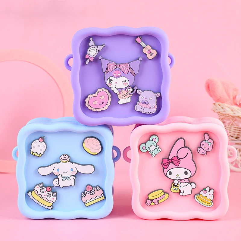 

Kawaii Sanrio Мультфильм Мелодия Милая Силиконовая Водонепроницаемая сумка через плечо Kuromi Мобильная Сумка Сделай Сам креативная сумка для детей
