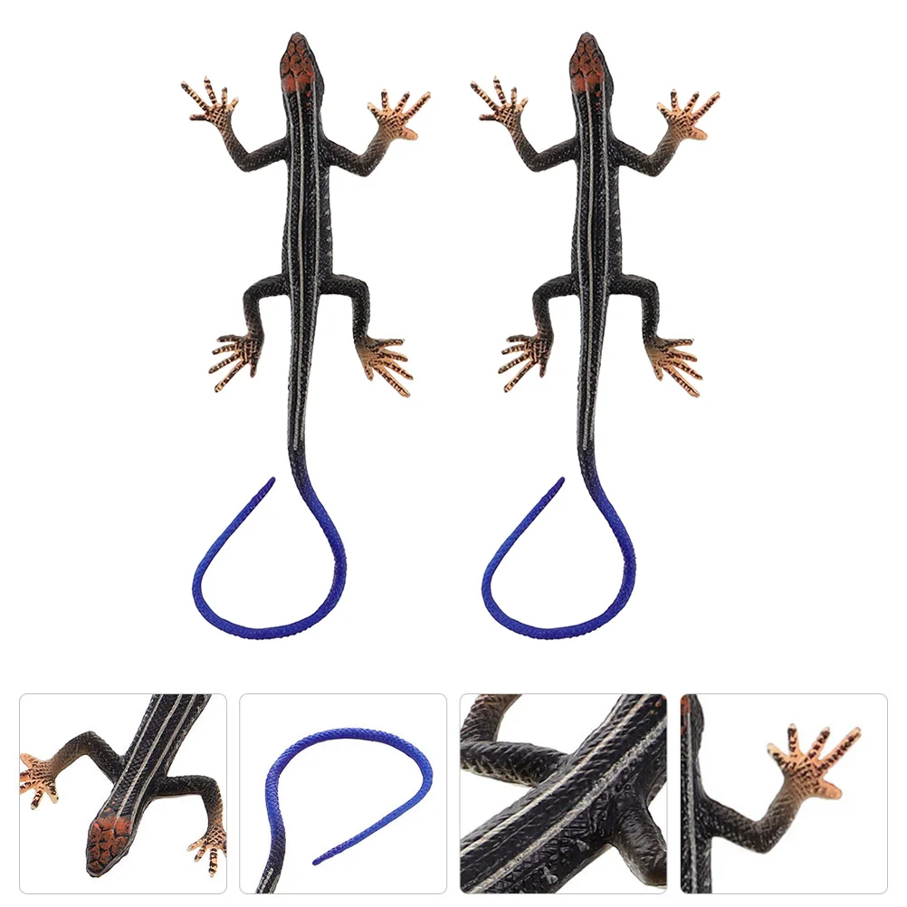 2 Pcs Tricky Toys Simulation Lizard Model Artificial Reptile Lizards Decorate Simulated Figurine Educational Plastic Child