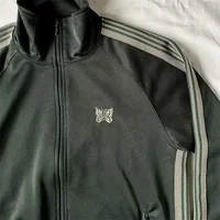 24ss Classic Butterfly Embroidery AWGE Stripes Jackets Men Women High Quality Jacket Nee dles Green Track Jacket 1