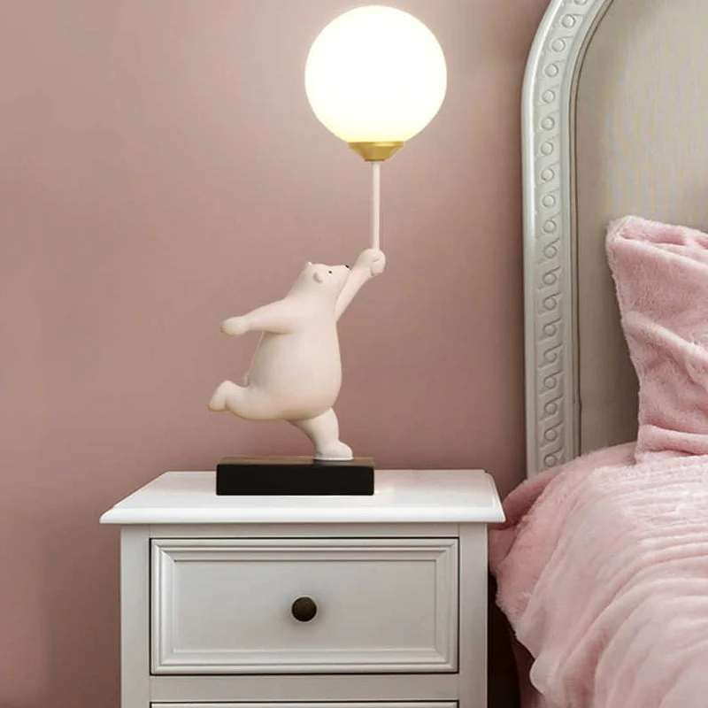 

Bear Moon Table Lamp for Baby Children Girl Boy Room Cute Resin Polarbear Lights Creative Eye Protection Lighting Moon Nightlamp