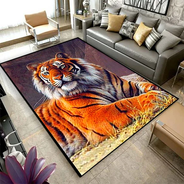 3D Tiger Printed Non-slip Hallway Rug Kitchen Runner Rug Bath Mat