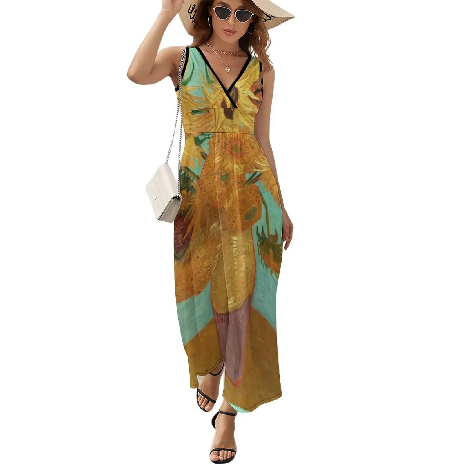 

Vincent Van Gogh Twelve Sunflowers In A Vase Sleeveless Dress women's evening dresses 2023