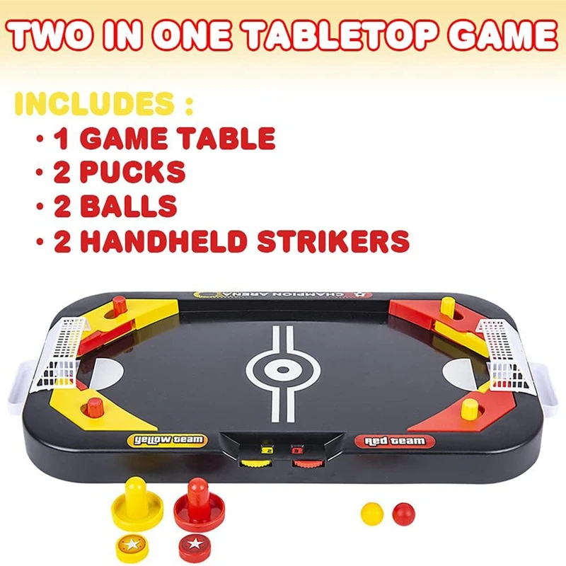 2 In 1 Mini Hockey Soccer Game Arcade Style Ice Hockey Table Play Soccer and Hockey Table Game 5