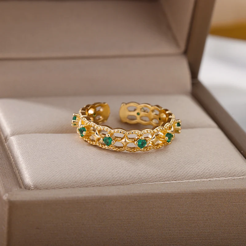 Zircon Ring Waterproof Stainless Steel Adjustable