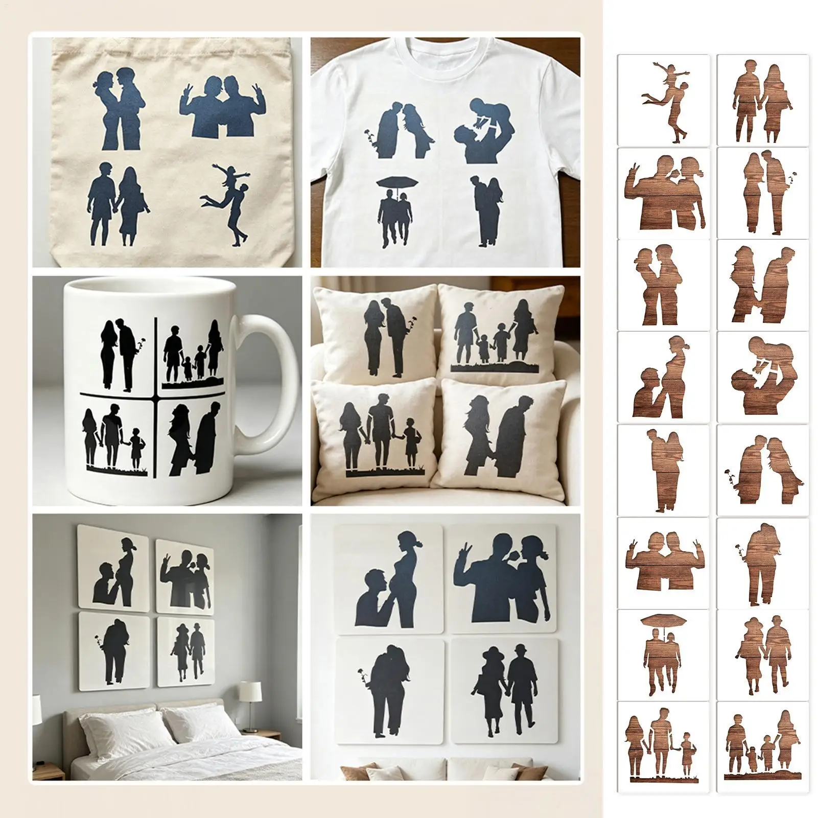 그림 그리기용 실루엣 스텐실 16개 재사용 가능한 스텐실 여성 남성 공예가 화가를 위한 DIY 공예 페인트 템플릿