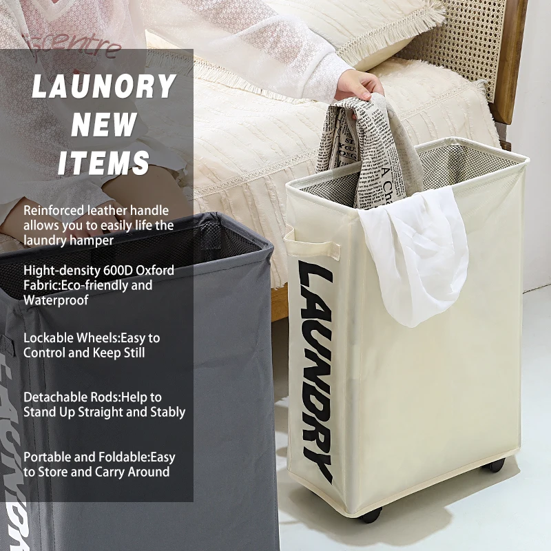 Foldable Oxford Laundry Basket Multifunctional Corner With Wheels