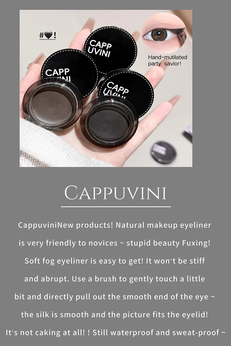 Description Picture 5 of itemNatural Black Eyeliner Gel Cream with Brush Waterproof Lasting Non Smudging Matte Brown Easy Wear Eyebrow Silkworm 3 in 1 Makeup