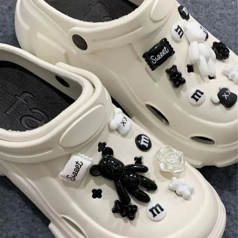 Whole Set Hot DIY Hole Shoes Charms for black and white bears Handmade Charms Designer Quality Garden Shoe Decoration Girl Gift - Image 4