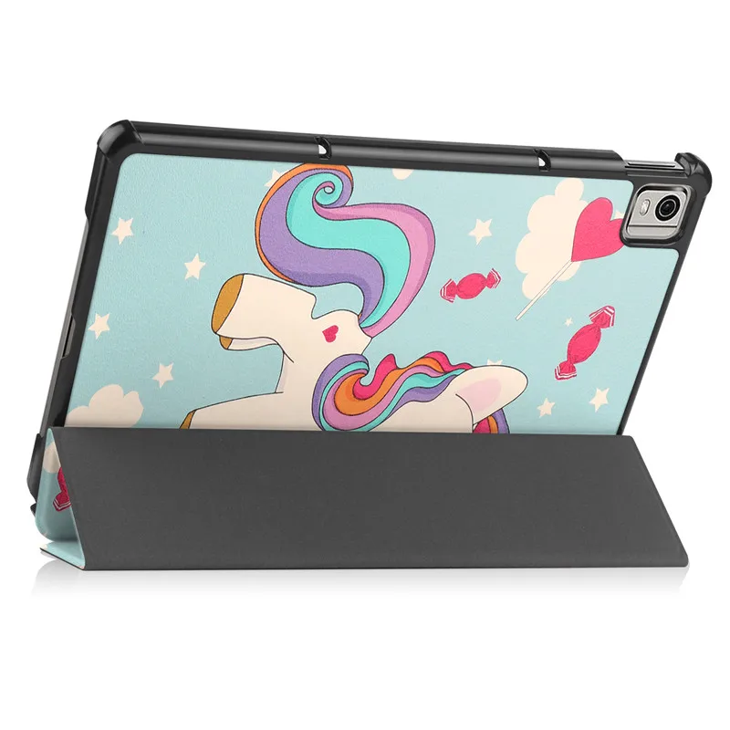 Premium PU Leather Tri-Folding Smart Case for Nokia T21 10.4 Tablet