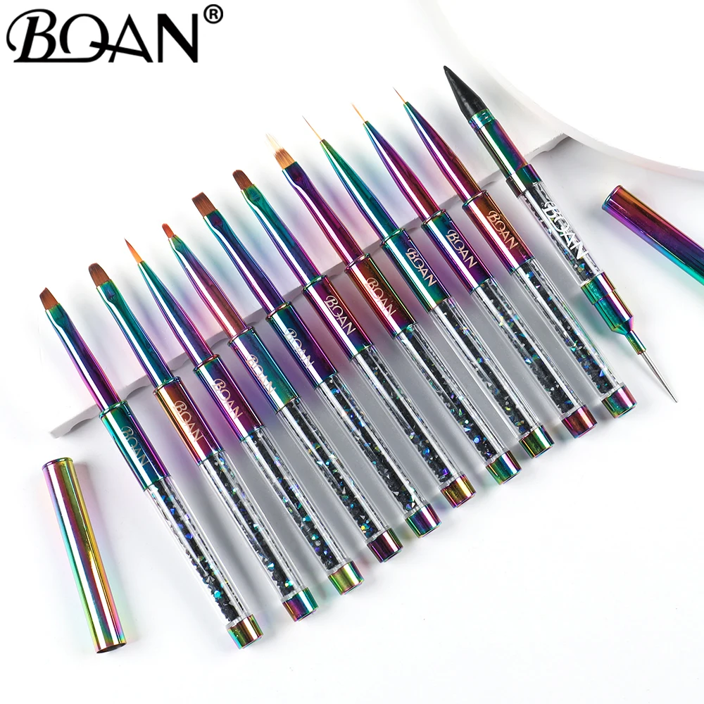 BQAN Rainbow Nail Brush Gel Brush For Manicure Acrylic UV Gel Extension Pen For Nail Polish Painting Drawing Brush Paint Tools 4