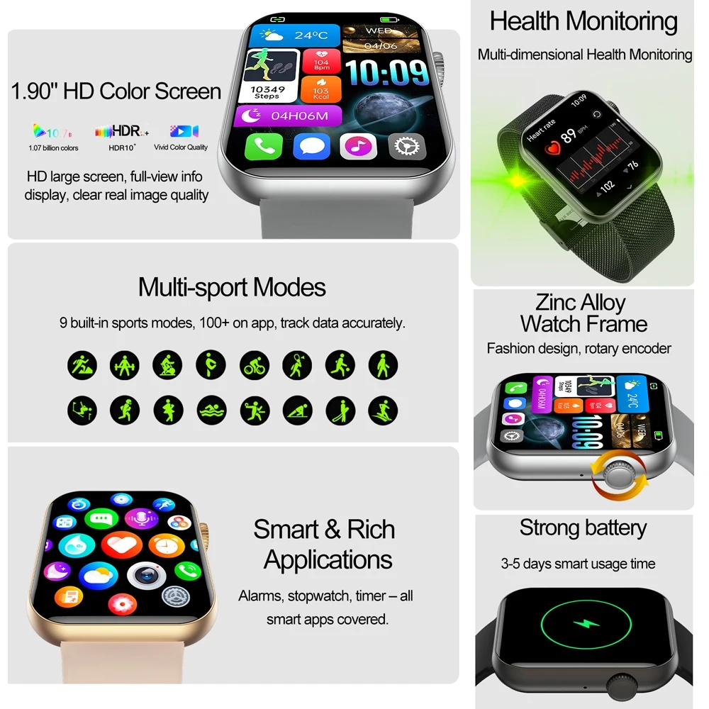 2025 New Smart Watch Men GPS Sports Waterproof Watch Health Heart Rate AI Voice Assistant Bluetooth Call HD Smartwatch IOS