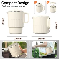 Mini bouilloire électrique pliante 1000ML chauffe-eau Portable bouilloire électrique de voyage bouilloire domestique pliable pot bouillant électrique 6