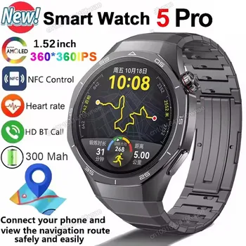 New Watch 5 Smart Watch 5 Pro Men HD AMOLED Screen GPS Heart rate Bluetooth Call IP68 Waterproof Man Smartwatch Holiday Gifts 1
