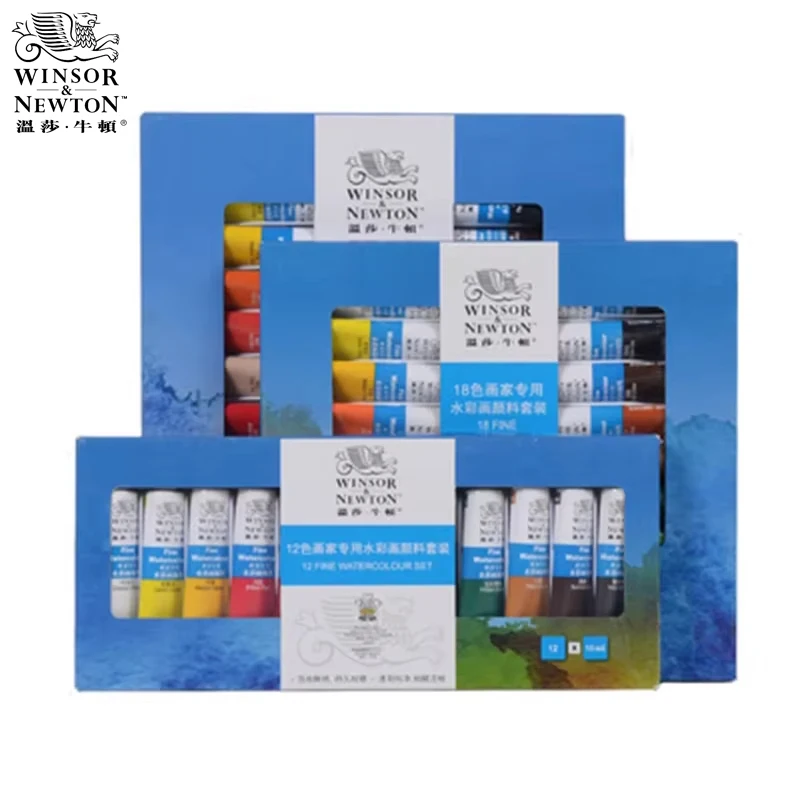 WINSOR & NEWTON 전문 수채화 그림 페인트 아티스트 학생을위한 좋은 부드러운 고품질 12/18/24/36 색상 10ML