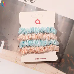 Elegant Satin Hair Scrunchies Set - Vintage Solid Color Elastic Bands (Sky Blue XueYa)