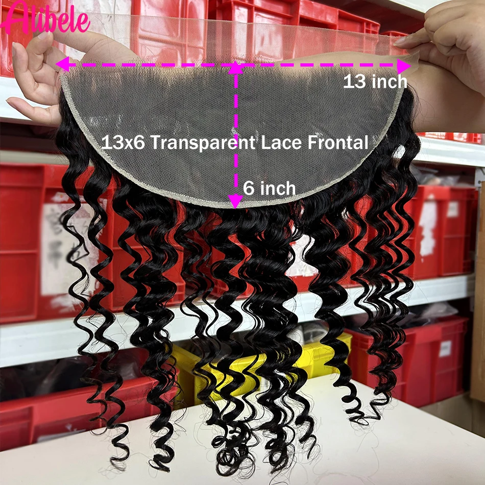 Loose Deep 13X6 Transparent Lace Frontal Only Pre-Plucked Hairline 13x6 Lace Front Closure 150% Density Natural Black 14- 24Inch