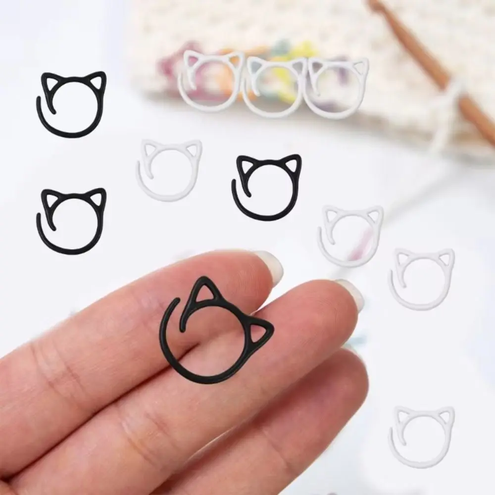 24Pcs Creative Cute Cat Ear Shaped Crochet Stitching Markers Metal Knitting Stitch Markers Locking Ring Accessory Sewing Supply