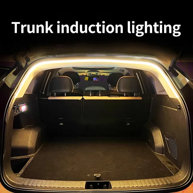 Car high brightness trunk lighting ambient light interior decoration LED wiring free automatic sensing tailgate light strip 3