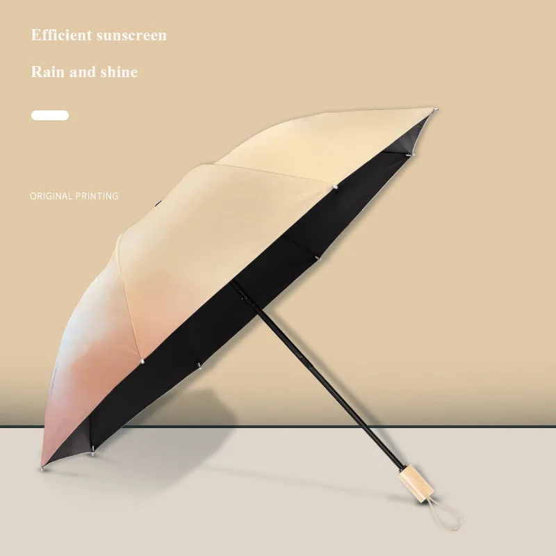 Umbrella Fully Automatic Sunshade Umbrella for Rain and Rain Dual Use Black Rubber Sunscreen and UV Protection Folding