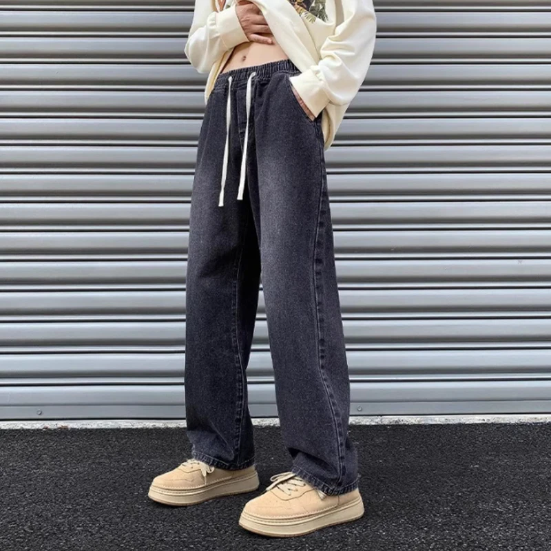 Pantalones vaqueros de alta calidad para hombre, Pantalón recto informal, estilo retro, para primavera y verano