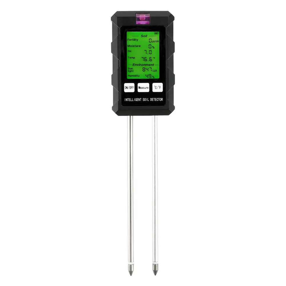 6 in 1 Digital Soil Tester Multifunctional Soil PH Detector Moisture Fertility pH Temperature Humidity Light Meter for Garden