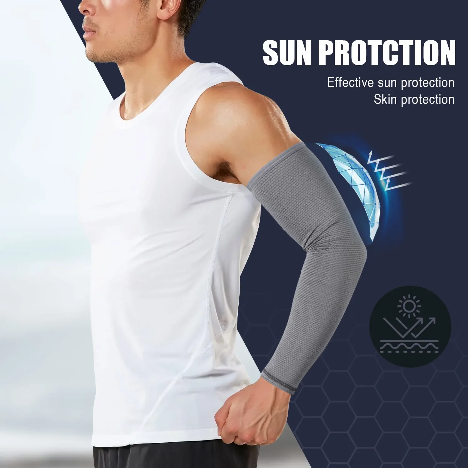 Arm Sleeves 1 Pair Cooling Arm Sleeve Cycling Sleeve Breathable Elastic Arm Cover Sun Protection Outdoor Sports Riding Bicycle Accessories