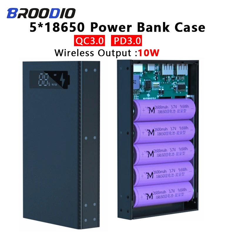 5PCS18650DIYMobilePowerBankCaseFastWirelessChargeForPhones