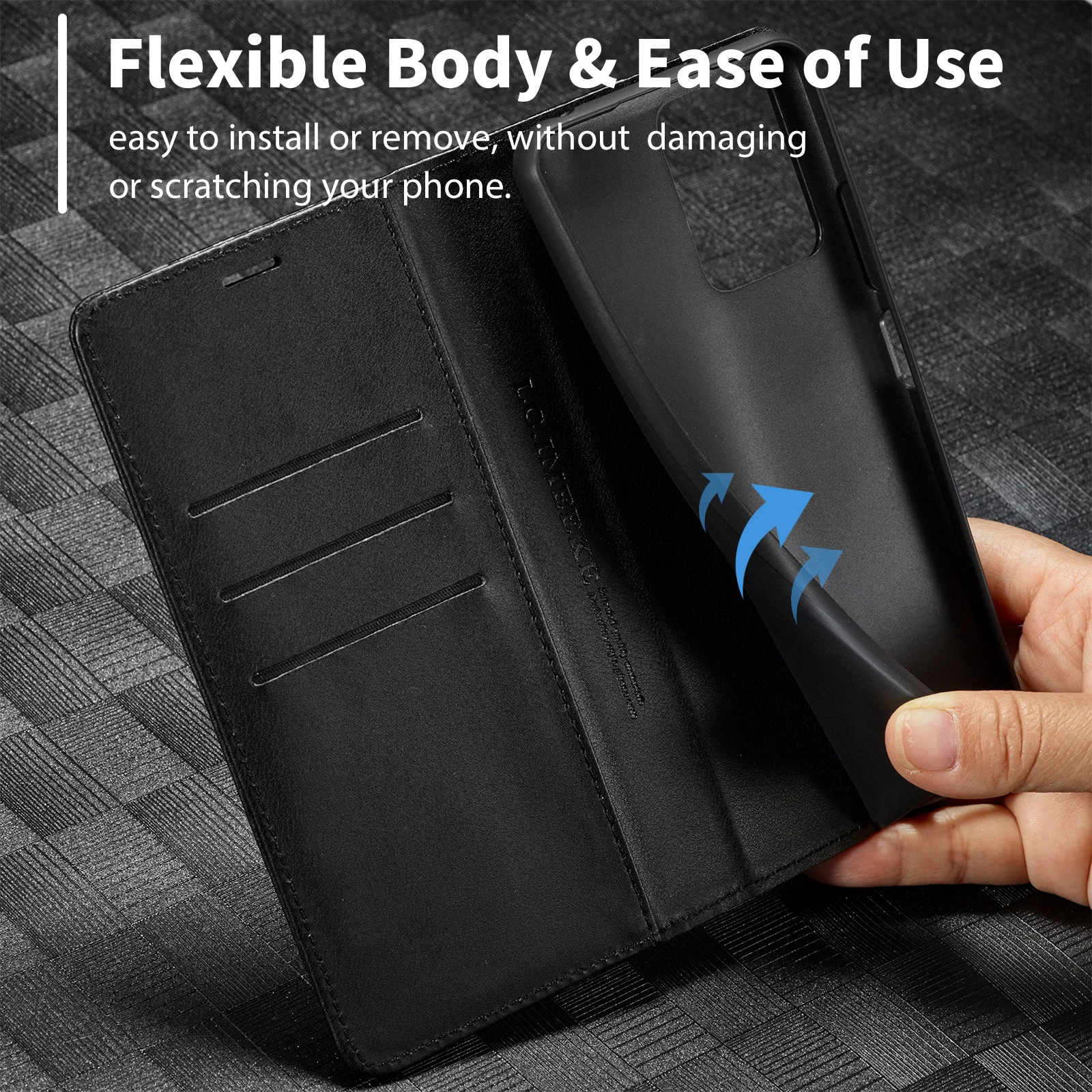 Magnetic Carbon Fibre Flip Cover Wallet Case
