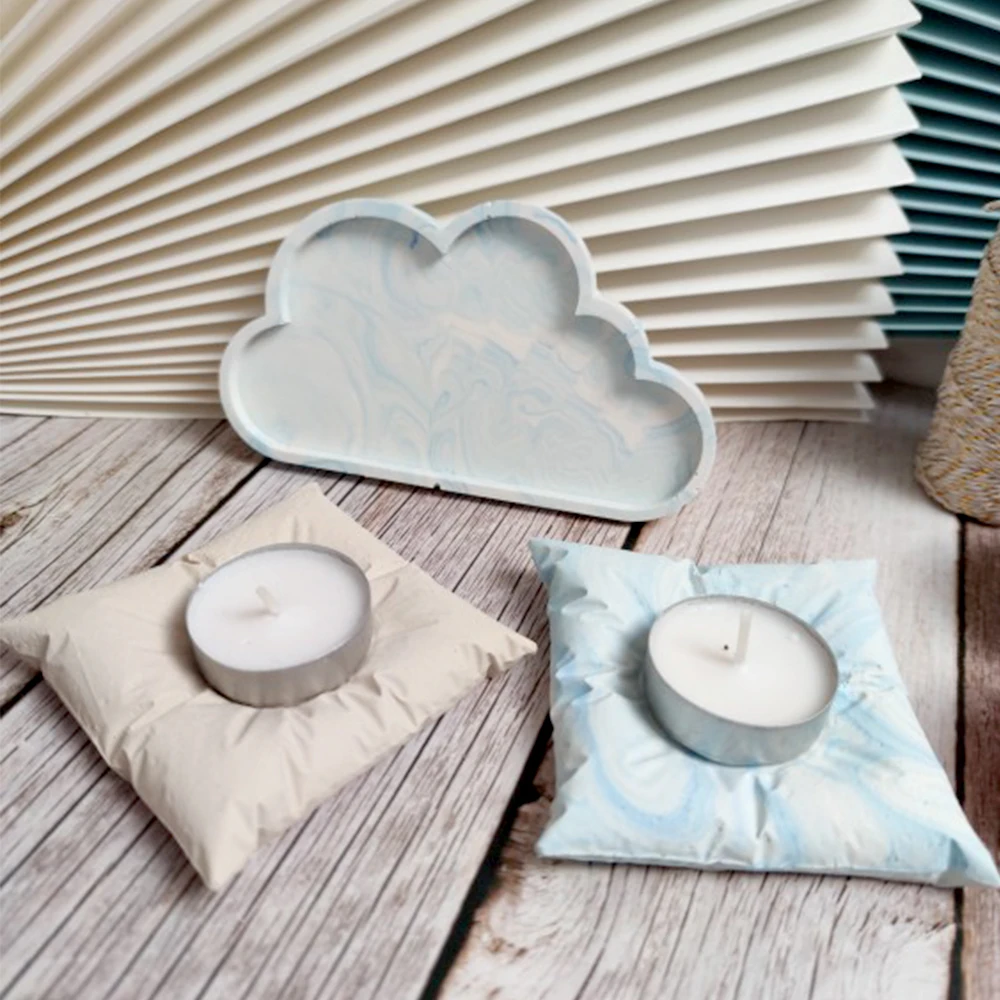 

Creative Pillow Candlestick Silicone Mold DIY Handmade Cloud Tray Plaster Epoxy Resin Craft Molds Home Decor Making Supplies