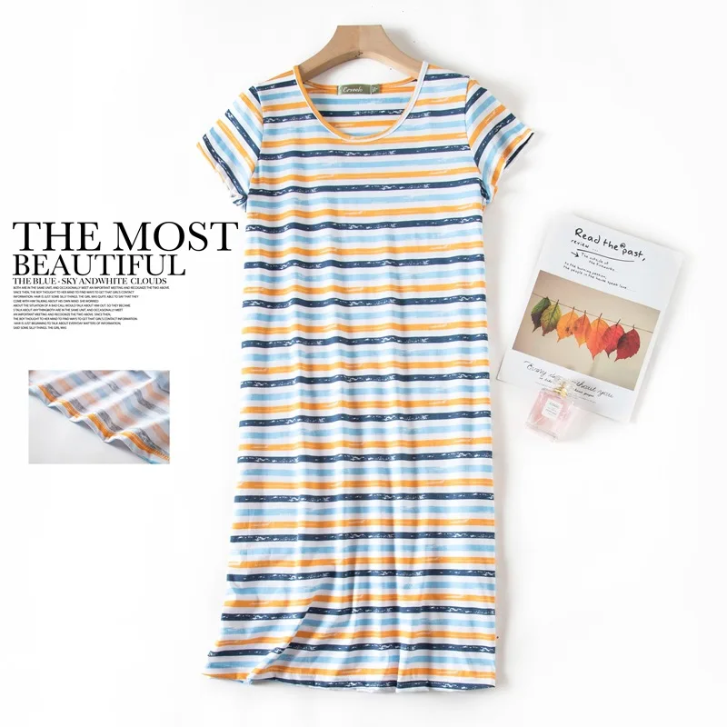 Summer Nightgowns O-neck Cotton Cartoon Women's Sleepwear Nightwear Plus Size Sleep&Lounge Nightdress Short-Sleeve Home Dress