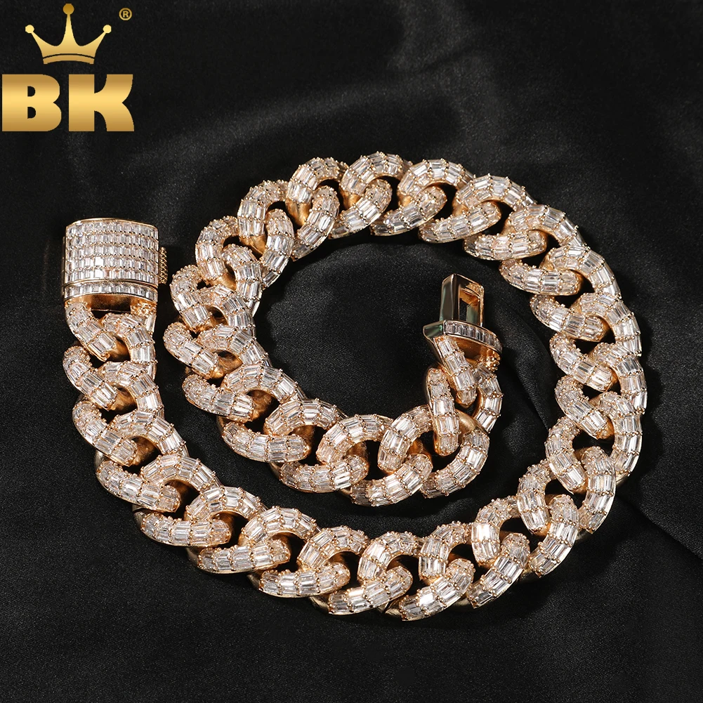 

TBTK 20mm Miami Prong Buguette Cuban Chain Iced Out Square Cubic Zircon Luxury Choker Necklace Gift For Men Women Hiphop Jewelry