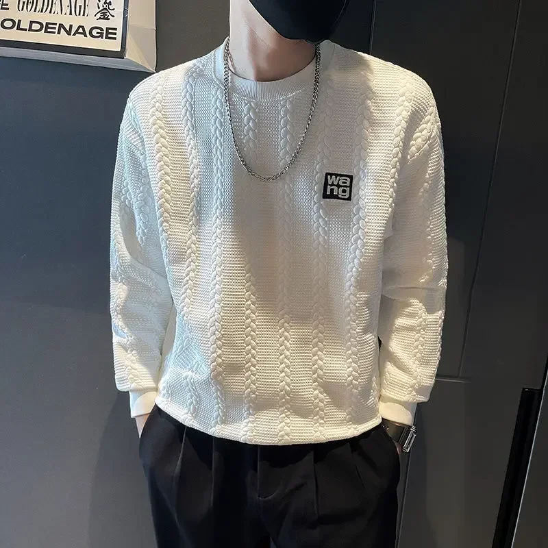 

Свитшот мужской с надписью, белый пуловер без капюшона, футболка с надписью, теплый, цельный