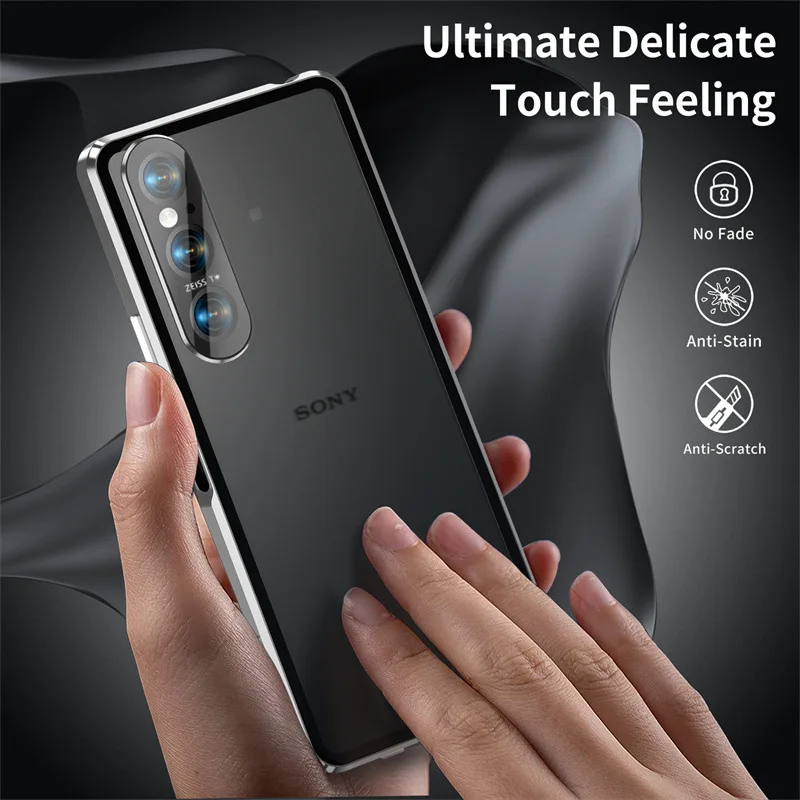 Premium Tempered Glass & Metal Bumper Shockproof Protective Phone Case