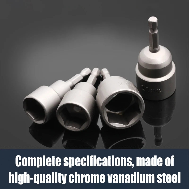 1PCS 6-24mm Hex Socket Sleeve Nozzles Nut Driver Screwdriver Drill Bit Adapter Magnetic Impact Socket Hex Shank Socket Wrench 5