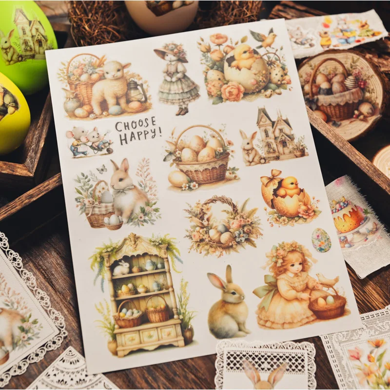Easter Egg and Bunny Rub On Paper Stickers Festival Card Making Journaling Decoration Cloth DIY Print Transfer Craft Supplies cartoon stickers decorative stickers self adhesive stickers custom stickers stationery stickers anime stickers air blower vacuum paper stickers adhesive stickers decorative labels stickers