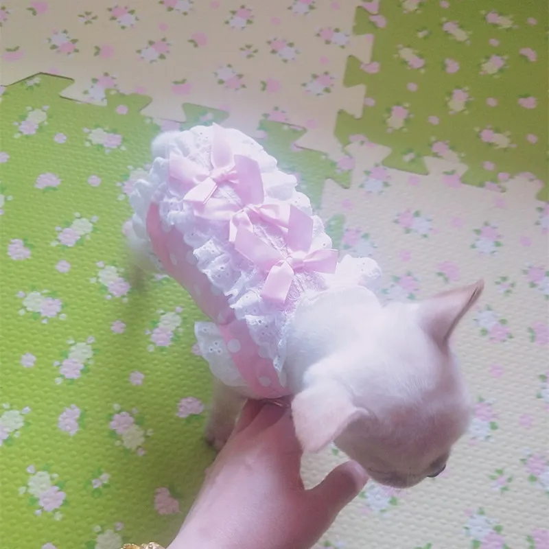Pet Cat XXS XXXS T Shirt Dog Dress Cotton Skirt Soft Dress Yorkie Clothes for Micro Puppy Teacup Chihuahua Extra Small