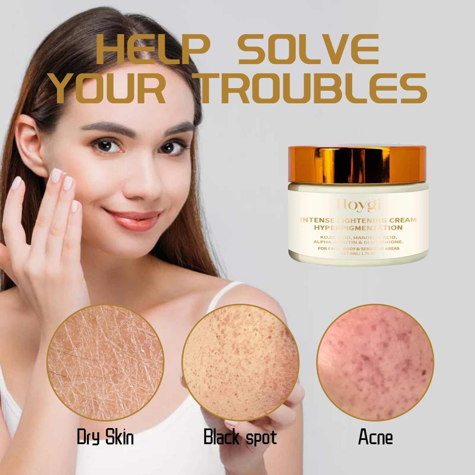 Hoygi Intense Lightening Cream - Hydrating Firming Radiance for Face Body  Sensitive Areas