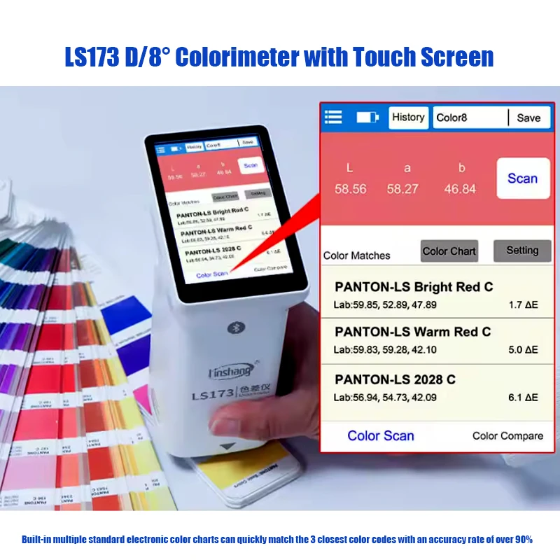 LS172/LS173/LS175 Digital Colorimeter Color Meter Colormeter  45°/0° D65 Light Source Paint Easy to Use Touch Screen D/8° 5